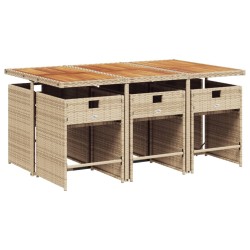 Ensemble à manger de jardin et coussins 7 pcs beige poly rotin 513598513598