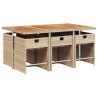 Ensemble à manger de jardin et coussins 7 pcs beige poly rotin 513598513598
