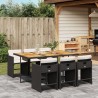 Ensemble à manger de jardin coussins 7pcs Noir Résine tressée 513599513599