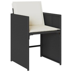Ensemble à manger de jardin coussins 7pcs Noir Résine tressée 513599513599