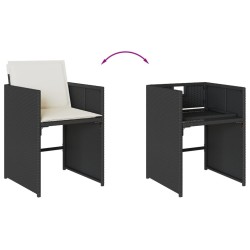 Ensemble à manger de jardin coussins 7pcs Noir Résine tressée 513599513599