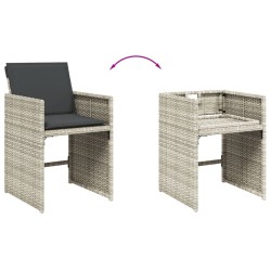 Ensemble à manger de jardin et coussins 7 pcs gris clair rotin 513601513601