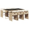 Ensemble à manger de jardin et coussins 7 pcs beige poly rotin 513602513602