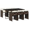 Ensemble à manger de jardin et coussins 7 pcs marron rotin 513603513603
