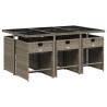 Ensemble à manger de jardin et coussins 7 pcs gris rotin 513604513604