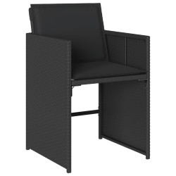 Ensemble à manger de jardin coussins 7pcs Noir Résine tressée 513605513605