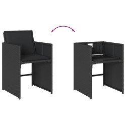 Ensemble à manger de jardin coussins 7pcs Noir Résine tressée 513605513605