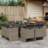 Ensemble à manger de jardin 9 pcs coussins gris résine tressée 513606513606
