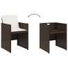 Ensemble à manger de jardin et coussins 9 pcs marron poly rotin 513607513607