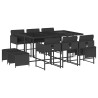 Ensemble à manger de jardin 11 pcs coussins noir résine tressée 513610513610
