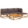 Ensemble de canapés de jardin 5 pièces avec coussins en bois d'acacia et corde 513628513628