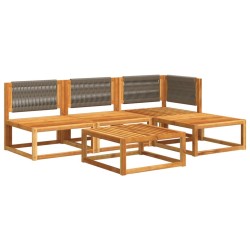 Ensemble de canapés de jardin 5 pièces avec coussins en bois d'acacia et corde 513628513628