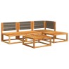 Ensemble de canapés de jardin 5 pièces avec coussins en bois d'acacia et corde 513628513628