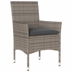 Ensemble à manger de jardin et coussins 5 pcs gris rotin acacia 513664513664