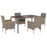 Ensemble à manger de jardin et coussins 5 pcs gris rotin verre 513665513665