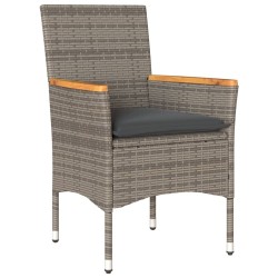 Ensemble à manger de jardin et coussins 5 pcs gris rotin verre 513665513665