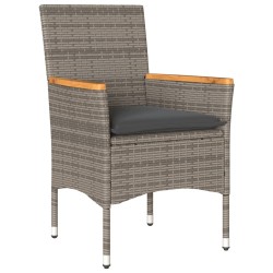 Ensemble à manger de jardin et coussins 5 pcs gris rotin acacia 513669513669