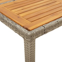 Ensemble à manger de jardin et coussins 5 pcs gris rotin acacia 513669513669