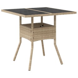 Ensemble à manger de jardin et coussins 5 pcs beige rotin verre 513670513670