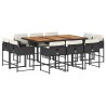 Ensemble à manger de jardin 11 pcs coussins noir résine tressée 513675513675