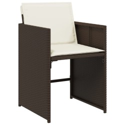 Ensemble à manger de jardin et coussins 9 pcs marron poly rotin 513676513676