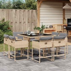 Ensemble à manger de jardin et coussins 9 pcs mélange beige 513678513678