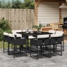 Ensemble à manger de jardin 9pcs coussins noir résine tressée 513682513682