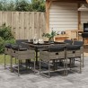 Ensemble à manger de jardin 9 pcs coussins gris résine tressée 513684513684