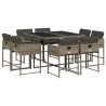 Ensemble à manger de jardin 9 pcs coussins gris résine tressée 513684513684