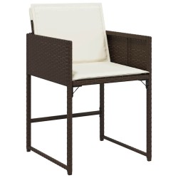 Ensemble à manger de jardin et coussins 9 pcs marron poly rotin 513685513685