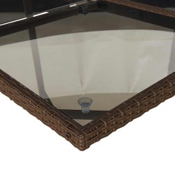 Ensemble à manger de jardin et coussins 9 pcs marron poly rotin 513685513685
