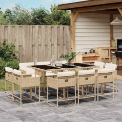 Ensemble à manger de jardin et coussins 11 pcs beige poly rotin 513687513687