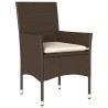 Ensemble à manger de jardin et coussins 5pcs marron rotin verre 513688513688