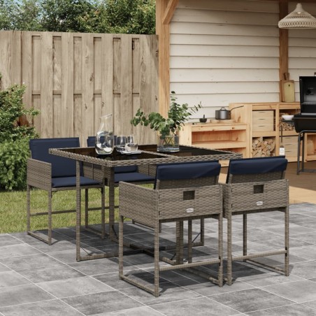 Ensemble à manger de jardin 5 pcs coussins gris résine tressée 513691513691