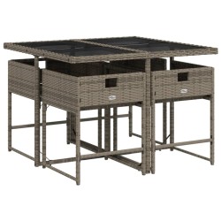 Ensemble à manger de jardin 5 pcs coussins gris résine tressée 513691513691