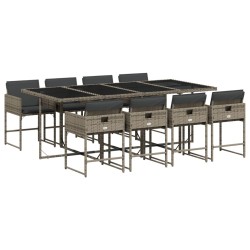 Ensemble à manger de jardin 9 pcs coussins gris résine tressée 513697513697