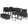 Ensemble à manger de jardin 9pcs coussins noir résine tressée 513698513698