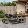 Ensemble à manger de jardin 11 pcs coussins gris résine tressée 513699513699
