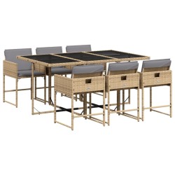 Ensemble à manger de jardin coussins 7 pcs mélange beige rotin 513703513703