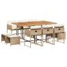 Ensemble à manger de jardin et coussins 11 pcs beige poly rotin 513706513706