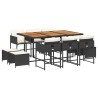 Ensemble à manger de jardin 11 pcs coussins noir résine tressée 513707513707