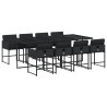 Ensemble à manger de jardin 9pcs coussins noir résine tressée 513708513708