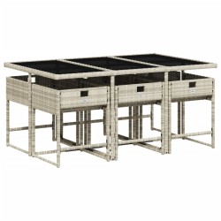 Ensemble à manger de jardin et coussins 7 pcs gris clair rotin 513709513709