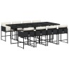 Ensemble à manger de jardin 9pcs coussins noir résine tressée 513710513710