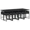Ensemble à manger de jardin 9pcs coussins noir résine tressée 513710513710