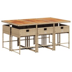 Ensemble à manger de jardin et coussins 7 pcs beige poly rotin 513711513711