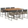 Ensemble à manger de jardin et coussins 7 pcs gris rotin 513713513713