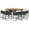 Ensemble à manger de jardin 9pcs coussins noir résine tressée 513715513715