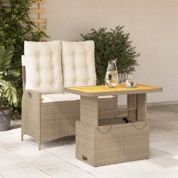 Ensemble à manger de jardin et coussins 2 pcs beige poly rotin 513717513717
