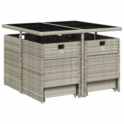 Ensemble à manger de jardin et coussins 9 pcs gris clair rotin 513721513721